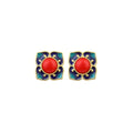 Four Ruyi Imitation South Red S925 Silver Enamel Earrings