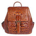 Top Layer Cowhide Crocodile Pattern Embossed Leather Backpack
