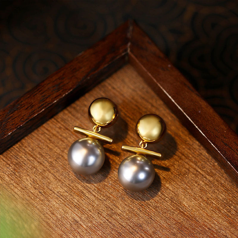 French Crystal Pearl Earrings Women's Niche Design All-match