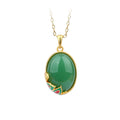 Red Riding Book Necklace with Real Gold Plating and Imitation Emerald, Women's Antique Jewelry