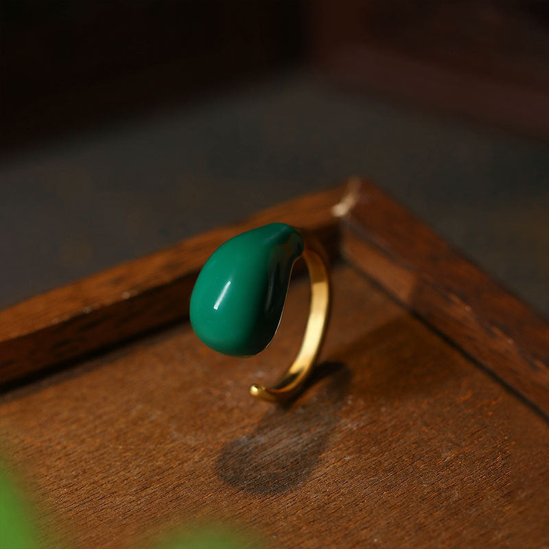 Enamel Glaze Drop-Shaped Open Ring for Women - European and American Style