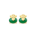 Gold Plated Qian Fu Bag 925 Silver Needle Chalcedony Copper Earrings for Women