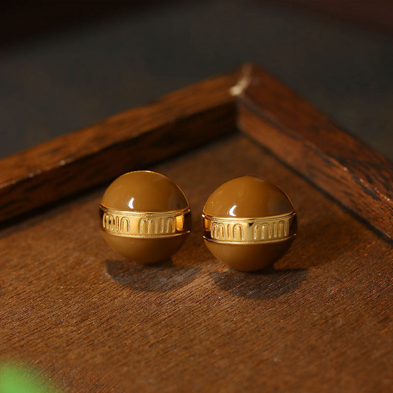 Maillard Retro Brown Oil Drop Women's French High-End Earrings 2025