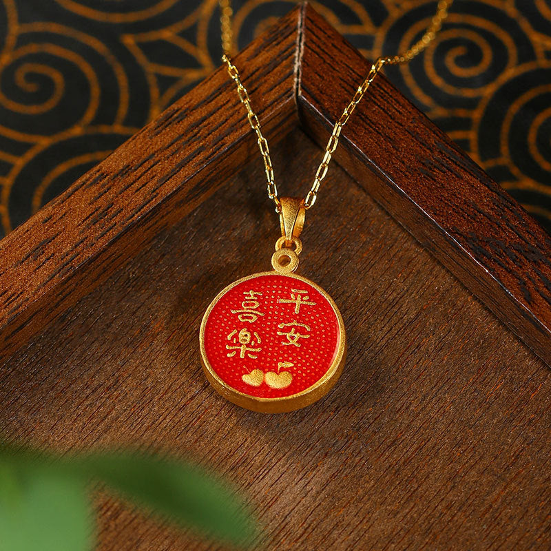 Gold Plating Burned Blue Craft Round Pendant Necklace for Women
