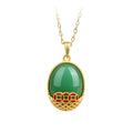 Enamel Color Wealth Necklace with Imitation Hetian Jade for Women