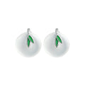925 Silver Needle Bamboo Leaf Earrings with Natural Green Chalcedony, Safe Buckle, Women's Jewelry