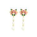 Mori Enamel Oil Pearl Flower Earrings: Fresh, Sweet & Fairy Design