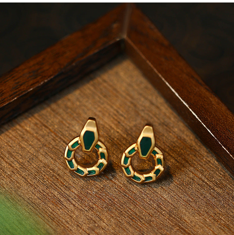 Snake Oil Drops Dopamine Color-matching Women's Retro Elegant Earrings