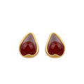 Ancola Red Drop Glaze Women's Retro Hong Kong Style Earrings