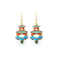 Ancient Style Imitation Jade Earrings with Copper Plated Gold Enamel Painting