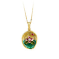 Monet Garden French Retro Oil Painting Flower Pendant Necklace