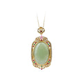 Elegant Gold-plated Copper-plated Imitation Hetian Jade Pendant with Micro-inlaid Colored Diamond Necklace for Men and Women