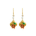 Real Gold Electroplated 925 Silver Pin Earrings with Imitation Jade Pearls for Women