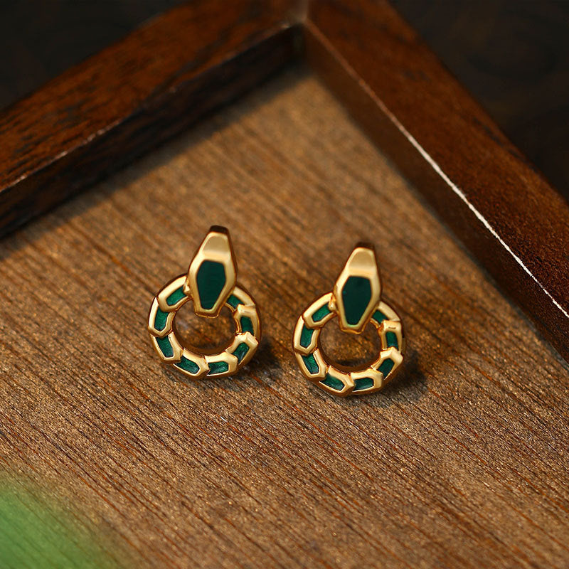 Snake Oil Drops Dopamine Color-matching Women's Retro Elegant Earrings