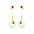 Enamel Color Drop Glaze Imitation Jade Lotus Earrings