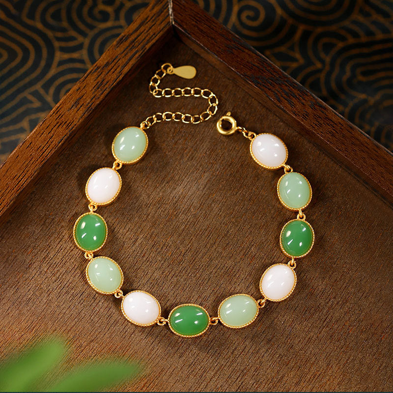 Imitation Hetian Jade Bracelet for Women - Light Luxury, Creative Design, Colorful Multi-Treasure
