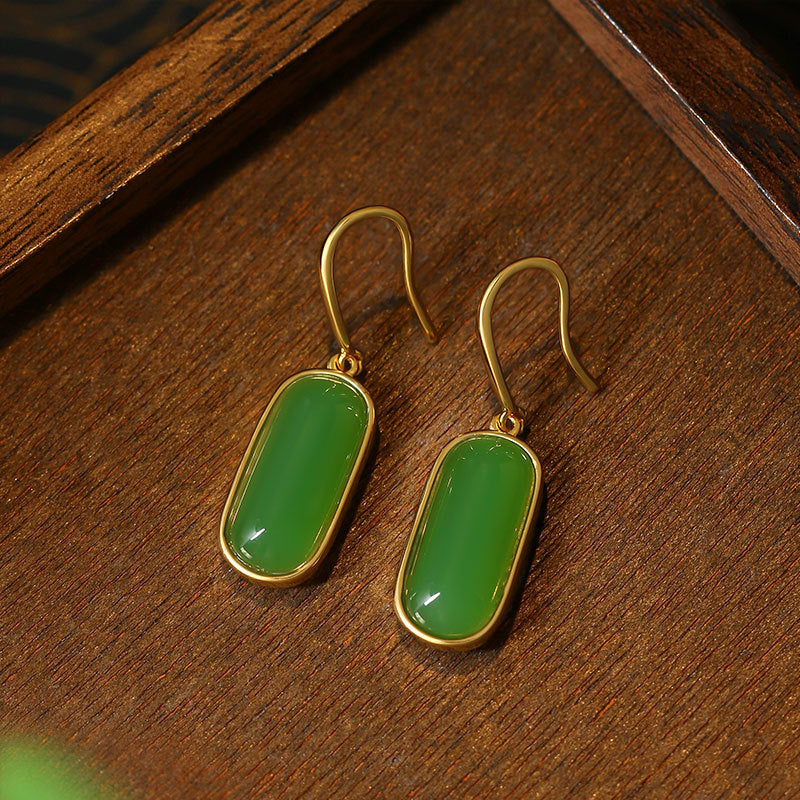 Mirror Oval Simple Design Imitation Jade Earrings for Women