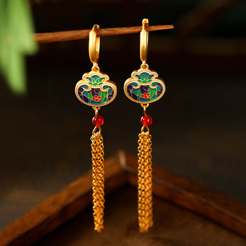 Shake Voice Ruyi Lucky Bag Tassel Earrings for Women
