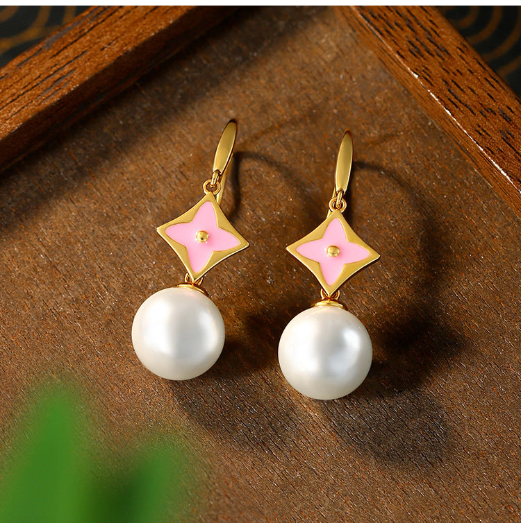 Pearl Monet Oil Painting Earrings, Baroque Style, Elegant Women's Earrings