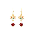 TikTok Live Accessories Natural Chalcedony Beads Lotus Earrings