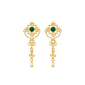 Ancient Method Gold-plated Imitation Jade Lace Tassel Earrings, Silver Needle