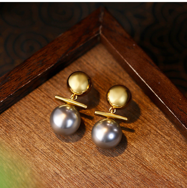 French Crystal Pearl Earrings Women's Niche Design All-match
