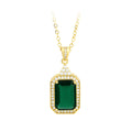 Gold Plated Micro Brilliant Crystal Zircon Pendant with Green Pointed Crystal for Men and Women