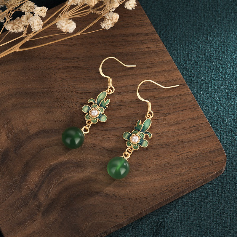 Summer Natural Chalcedony Ear Studs for Women
