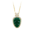 Plating Gold Inlaid Ice Chalcedony Golden Branches Jade Leaf Imitation Jade Pendant Necklace for Men and Women