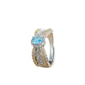 Italian Textured Carved Gold Lace Double Color Gold Diamond Emerald Brati Ring