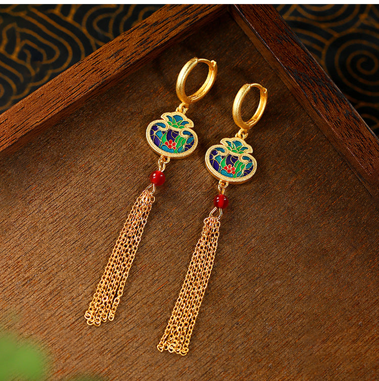 Shake Voice Ruyi Lucky Bag Tassel Earrings for Women