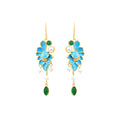 Eyre Edge Enamel Filiglar Dot Green Earrings with Imitation Pearl for Ancient Dress