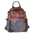 Cowhide Color Blocking Handmade Outdoor Genuine Leather Backpack