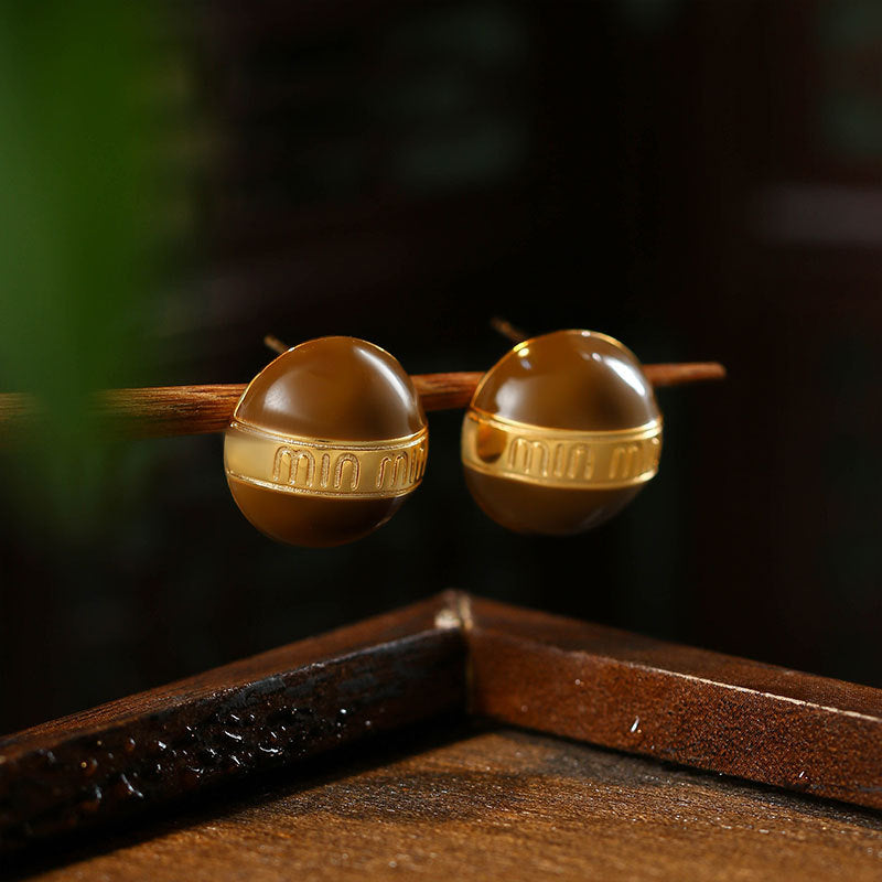 Maillard Retro Brown Oil Drop Women's French High-End Earrings 2025