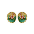 Monet Garden French Retro Silver Needle Flower Ear Studs