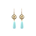Women's Long Tassel Plum Blossom Imitation Blue Turquoise Earrings, All-Match