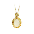 Gold-plated Natural Chalcedony Auspicious Clouds Ruyi Hollow Egg Surface Sachet Pendant Necklace for Women