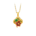 National Fashion Enamel Blossom Imitation Hetian Jade Necklace