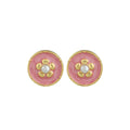 Vintage Silver Needle Camellia Imitation Pearl Ear Studs for Women