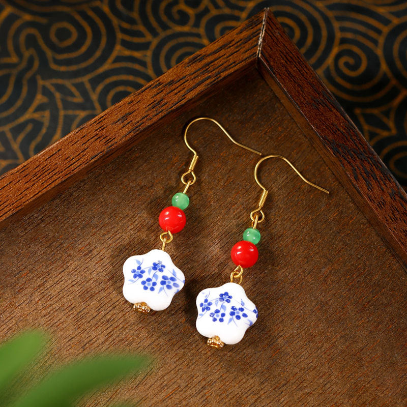 Blue and White Porcelain Hand-made Earrings for Women