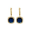 Fashion Bright Square Diamond Zircon Female Ear Hooks with Real Gold Plating