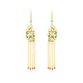 Original Design Enamel Colorful Flowers Brocade Trousers Tassel Earrings for Women