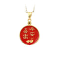 Gold Plating Burned Blue Craft Round Pendant Necklace for Women