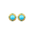 925 Silver Needle Gold-plated Blue Turquoise Ruyi Hollow Round Women's Earrings