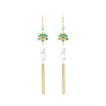 Lucky Lotus Baroque Pearl S925 Silver Needle Tassel Earrings