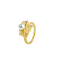 Exaggerated Metal Fold Style Pearl Open Ring for Women, Sweet and Cool