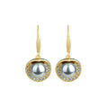 French Court Style Pearl Earrings with Full Zirconium Diamond