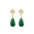Antique Water Drop Imitation Jade Earrings, Ear Hook for Hanfu Cheongsam
