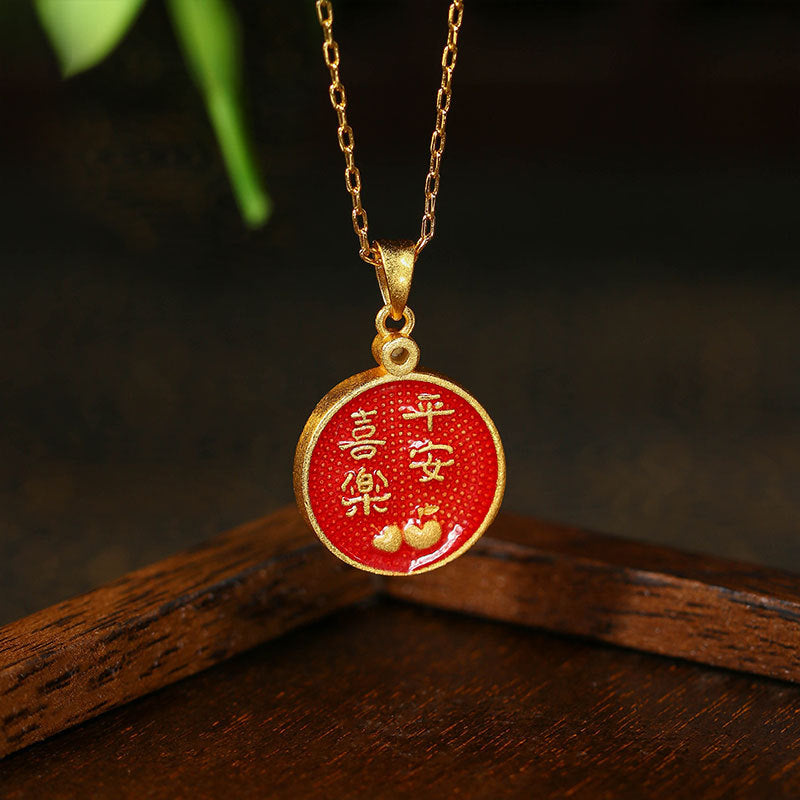 Gold Plating Burned Blue Craft Round Pendant Necklace for Women