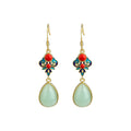 Mirror technology Enamel cloisonne imitation jade Ruyi water drop earrings